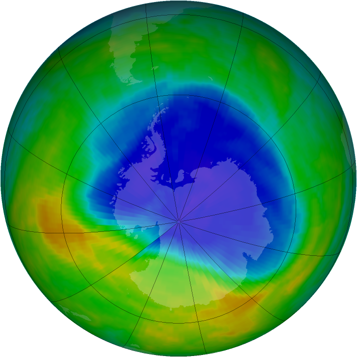 Antarctic ozone map for 30 October 1985